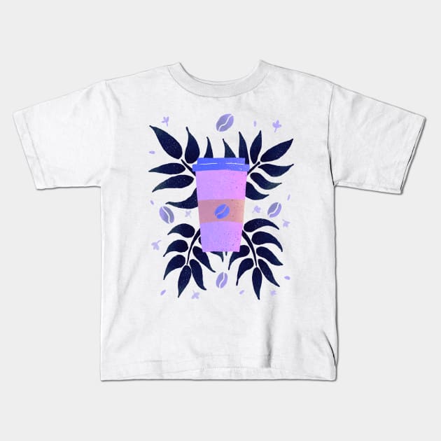 Purple tropical coffee Kids T-Shirt by Home Cyn Home 